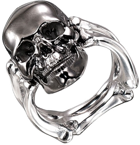 Серебряное кольцо ''Череп'' Альдзена K-26002 с фианитом Swarovski