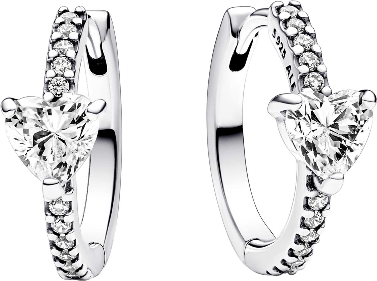 Серебряные серьги кольца конго ''Sparkling Heart'' PANDORA 293101C01 с фианитами