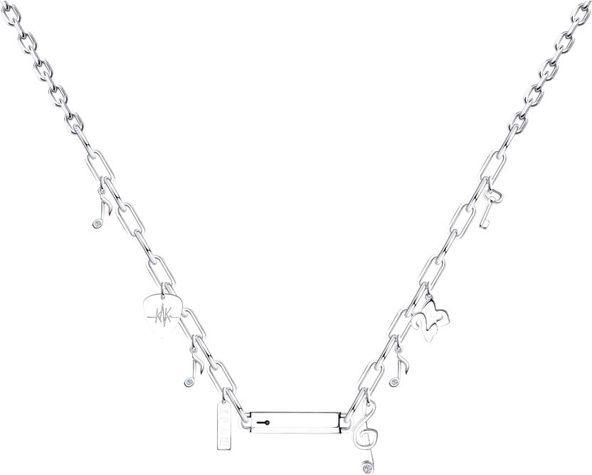 Серебряное колье-цепь с подвесками SKLV 94070590 с фианитами