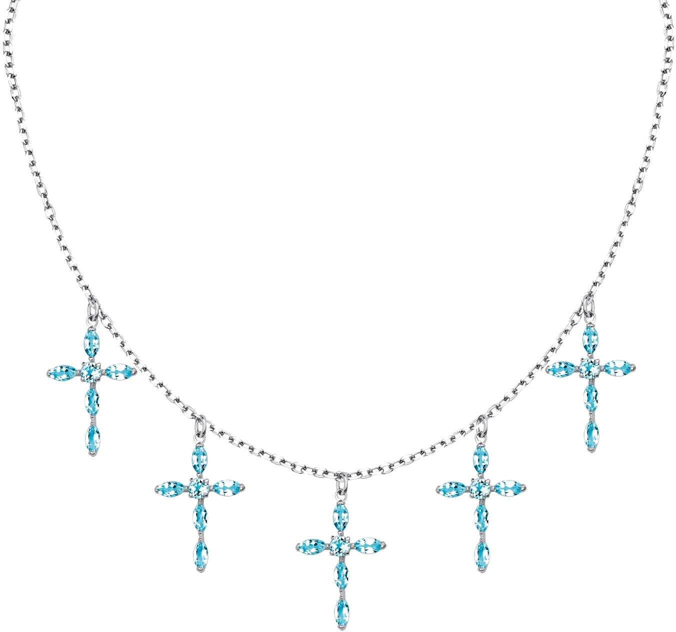 Серебряные крестики на цепочке Yana Jewellery 121/04W-topaz-sky с топазами
